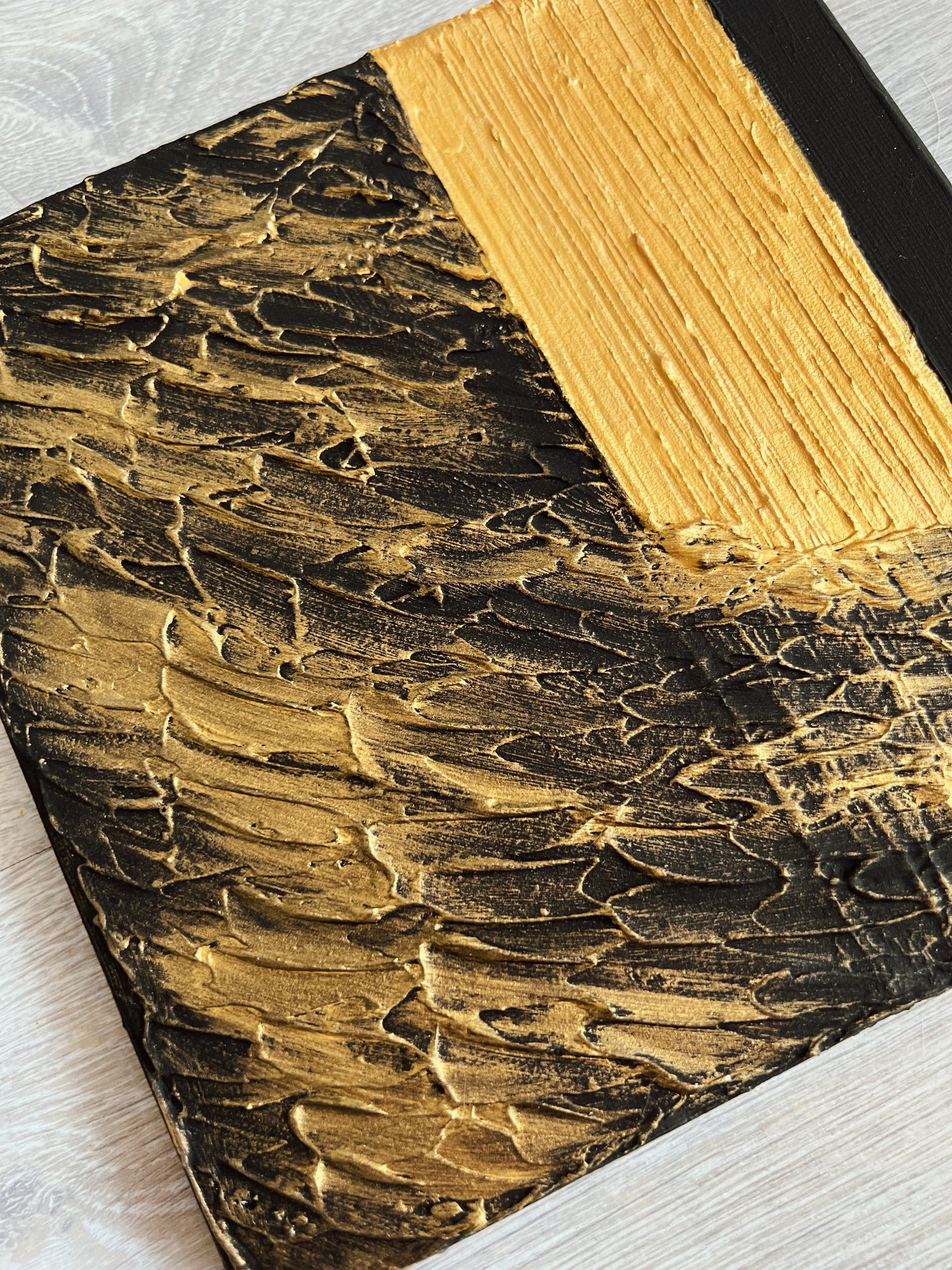 Abstract art for modern homes, textured wall art, black and gold painting
