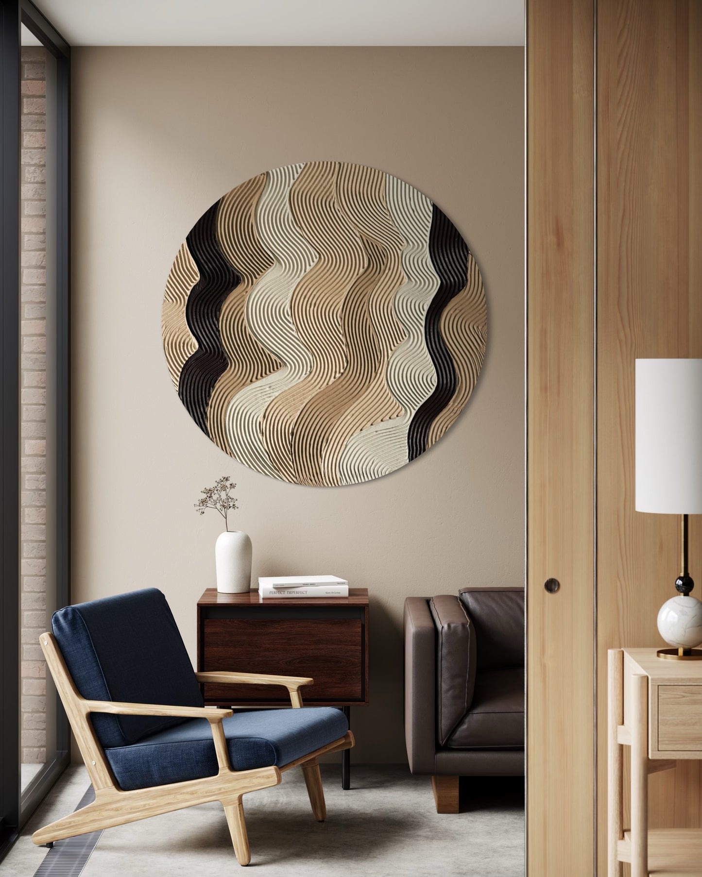 Beige and mocha round wall art
Textured 3D artwork in earthy tones
Large round canvas wall decor
Handcrafted brown textured painting
Modern minimalist round artwork
Neutral earthy wall art piece
Unique round canvas decor
Custom size round wall art commissions
Rustic-inspired textured canvas
Beige, mocha, and brown wall decor