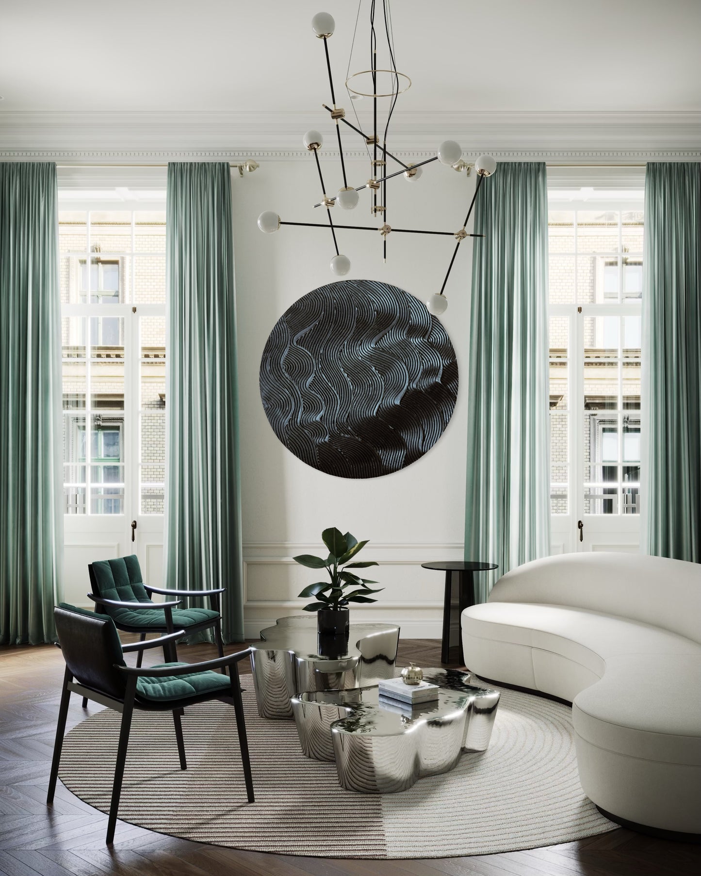 Black round textured wall art
Modern waves design canvas painting
Handcrafted 3D black artwork
Minimalist monochrome wall decor
Large circular textured art piece
Contemporary abstract black painting
No-frame modern wall art
Bold sculptural wall decor in black
Handmade black abstract waves artwork
Statement round canvas for modern interiors