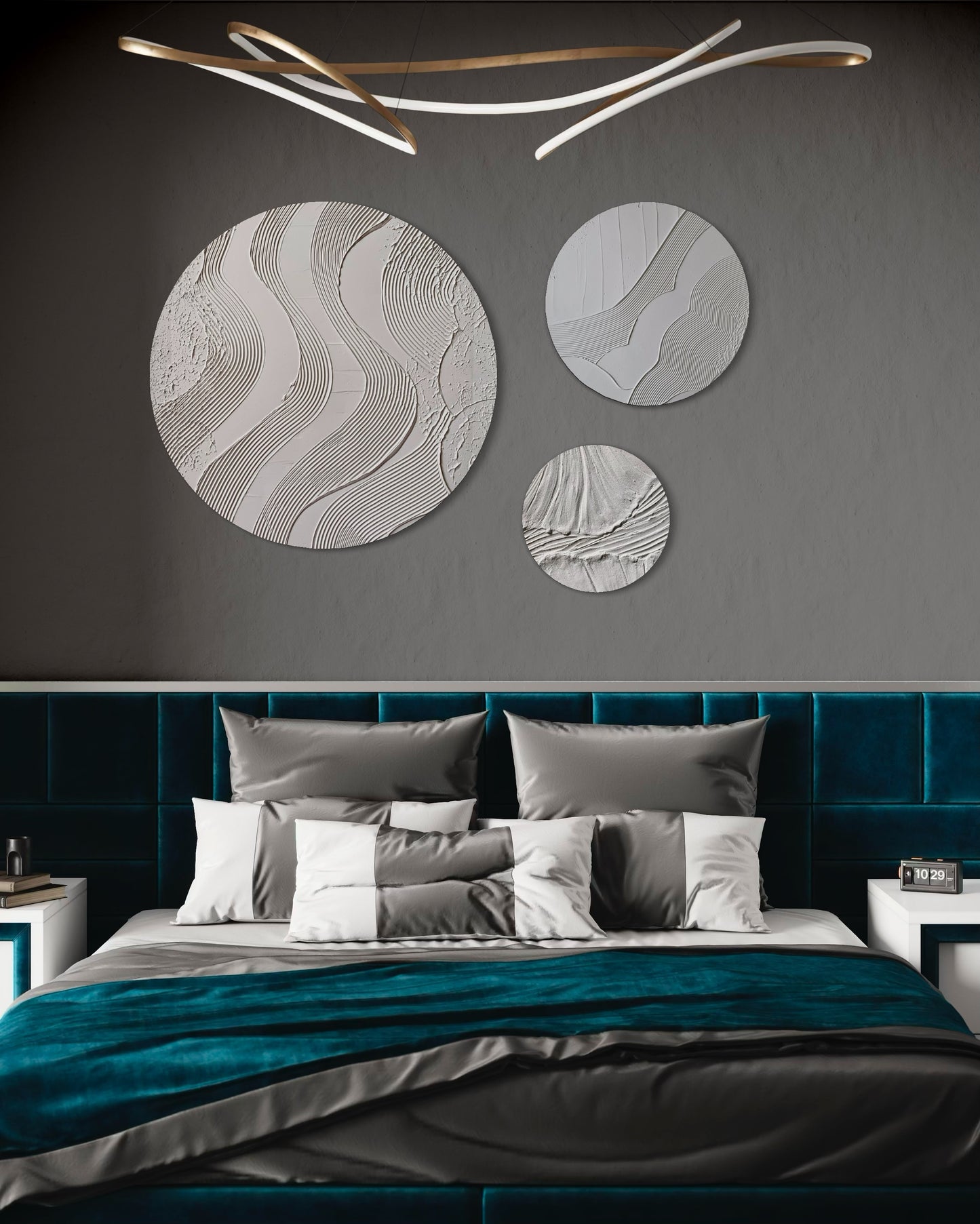 Set of 3 white round wall art
Minimalist textured canvas trio
Handcrafted 3D wall art set
Scandinavian-inspired round decor
White textured canvas paintings
Large modern round wall art set
Elegant white wall decor
Contemporary 3D round artworks