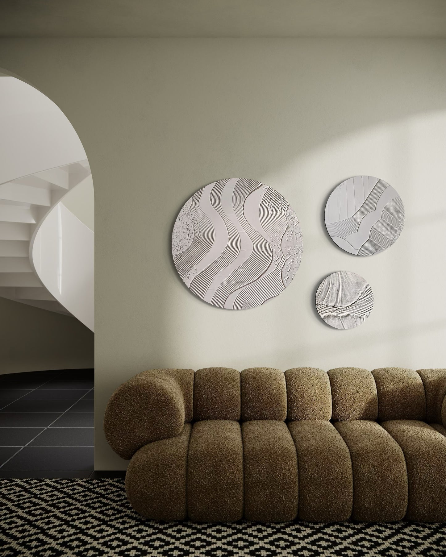 Set of 3 white round wall art
Minimalist textured canvas trio
Handcrafted 3D wall art set
Scandinavian-inspired round decor
White textured canvas paintings
Large modern round wall art set
Elegant white wall decor
Contemporary 3D round artworks