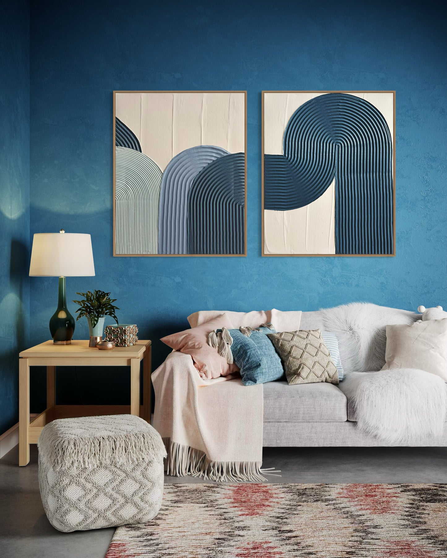 ZEN ARCH III blue SET OF 2 | Textured Wall Art
