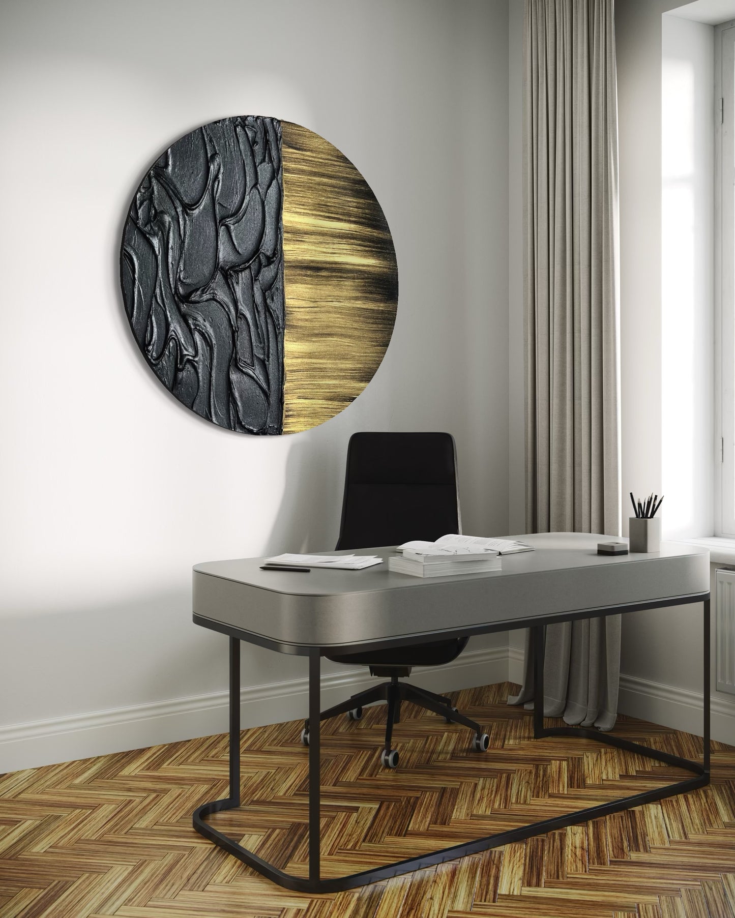 Bold abstract wall decor with lava-inspired texture