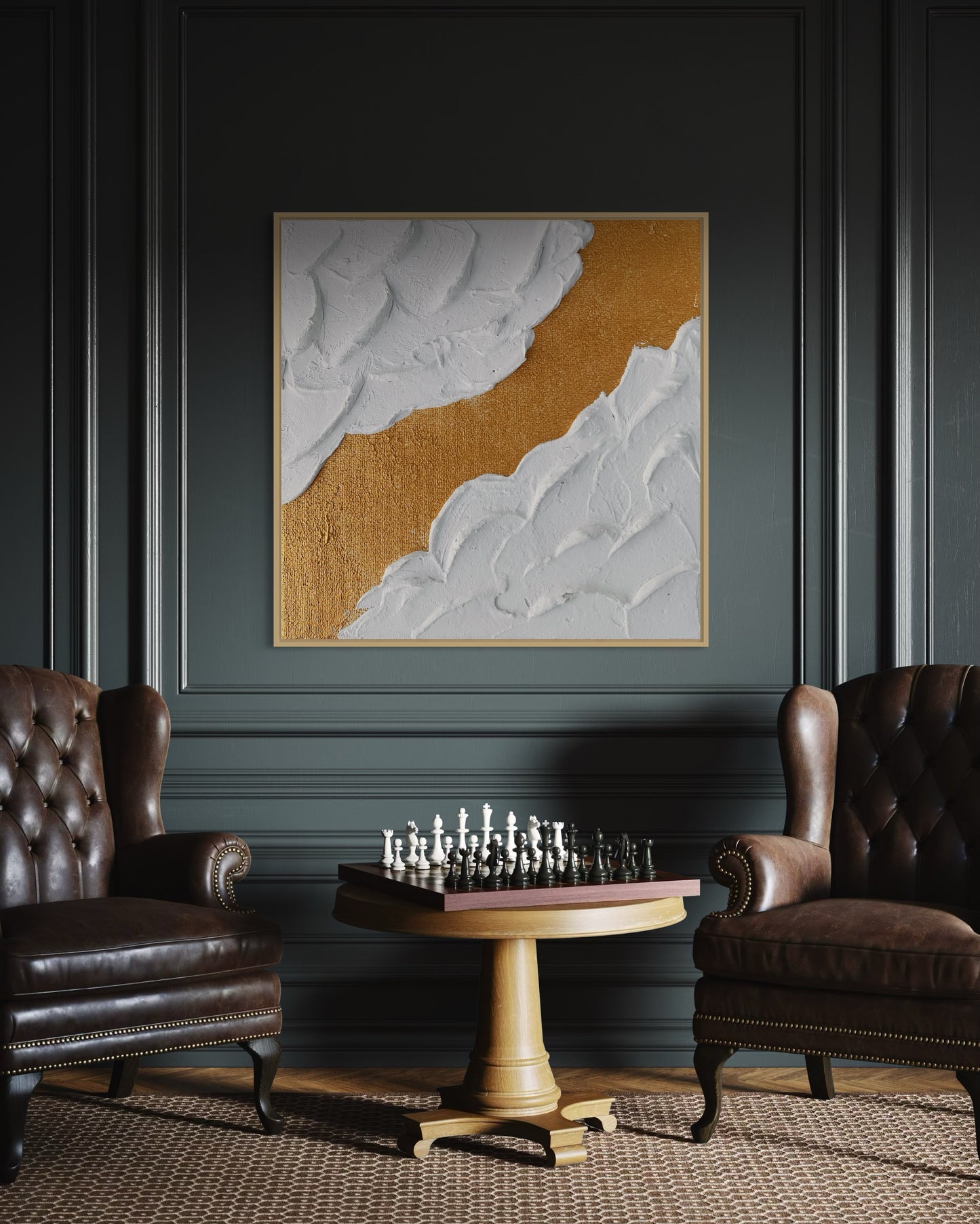 Transform your space with GOLDIE – a modern, textured wall art piece crafted to add elegance and sophistication to any interior. Featuring a striking combination of gold and white, this artwork is designed to bring warmth and radiance to your decor. Made on a rectangular or square canvas, GOLDIE offers versatile display options, allowing it to be hung either horizontally or vertically to perfectly suit your space.