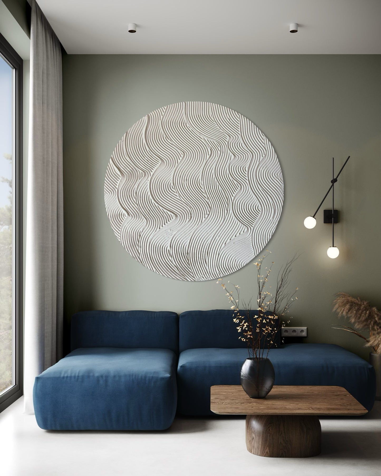 White round textured wall art
Minimalist 3D canvas artwork
Handcrafted modern wall decor
Scandinavian-inspired round art
Large white wall art piece
Contemporary circular canvas design
Neutral textured wall decor
Unique handmade 3D wall art
Modern minimalist white decor
Elegant round canvas painting