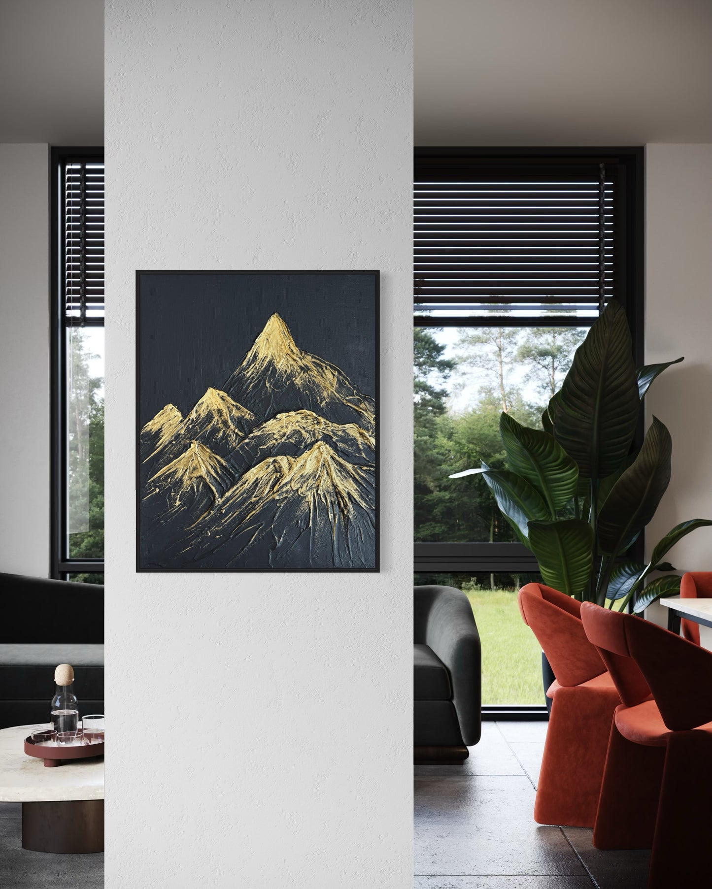 Black textured wall art
Abstract mountain design canvas
Modern 3D monochrome artwork
Minimalist black wall decor
Handcrafted mountain motif art
Large black canvas for living room
Contemporary textured landscape art
Industrial style wall art piece
Unique modern mountain artwork
Bold minimalist black decor