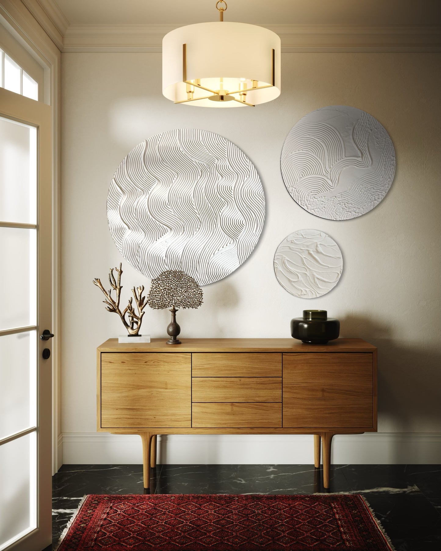 Set of 3 white round wall art
Minimalist textured canvas trio
Handcrafted 3D wall art set
Scandinavian-inspired round decor
White textured canvas paintings
Large modern round wall art set
Elegant white wall decor
Contemporary 3D round artworks