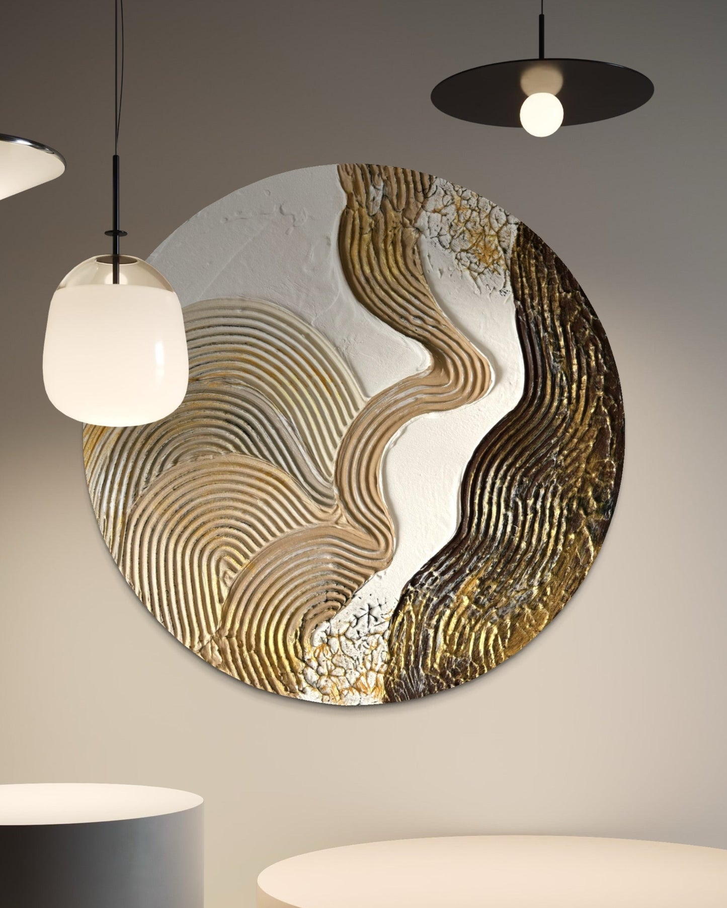 Round textured wall art
Beige and brown 3D canvas painting
Modern neutral abstract artwork
Handcrafted gold-accented wall decor
Large circular minimalist painting
Earthy tones textured wall art
No-frame neutral modern wall decor
Organic-inspired abstract artwork
Elegant gold-detailed home decor
Contemporary round canvas art