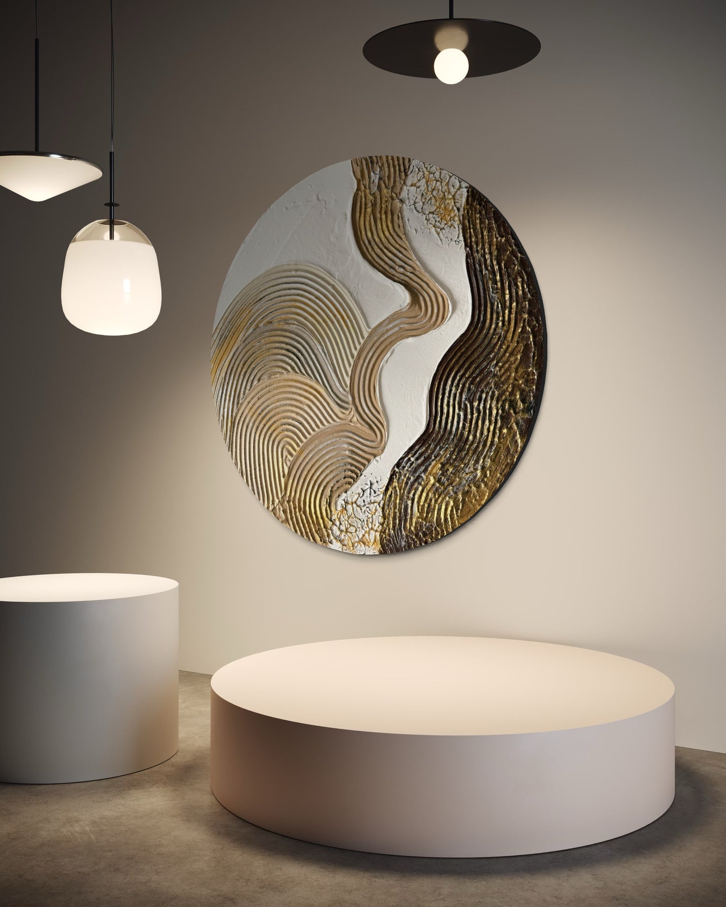 Round textured wall art
Beige and brown 3D canvas painting
Modern neutral abstract artwork
Handcrafted gold-accented wall decor
Large circular minimalist painting
Earthy tones textured wall art
No-frame neutral modern wall decor
Organic-inspired abstract artwork
Elegant gold-detailed home decor
Contemporary round canvas art