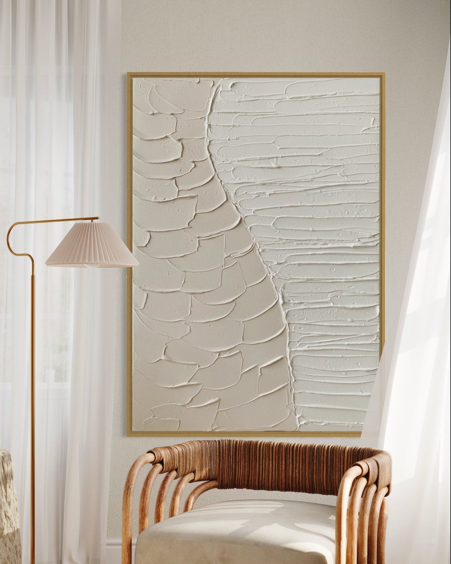 White and beige wall art