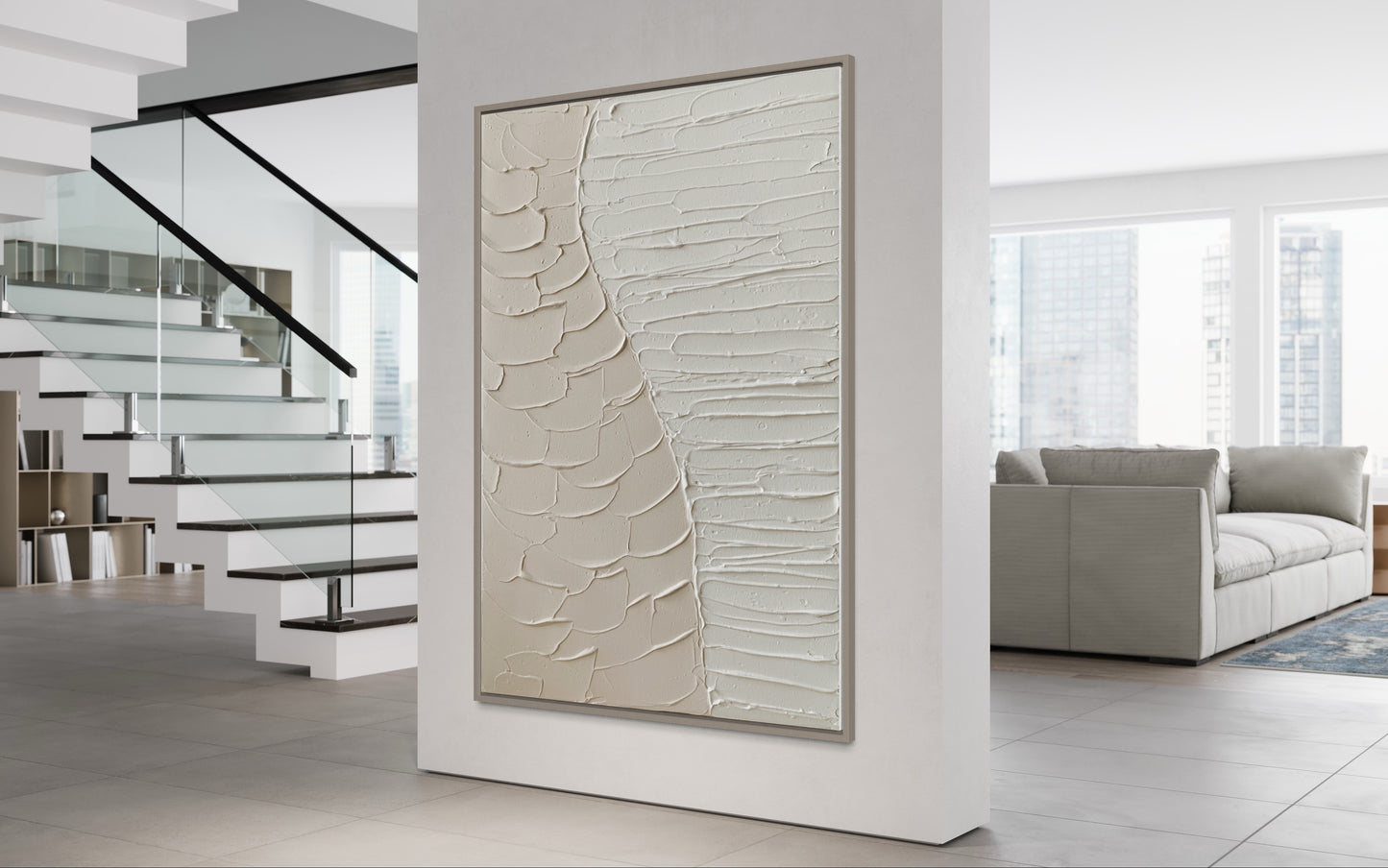 Minimalist neutral wall decor with calming 3D forms