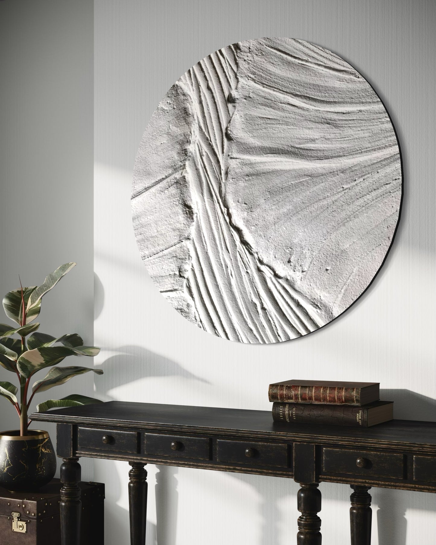 Sculptural white wall decor with soft petal-like texture