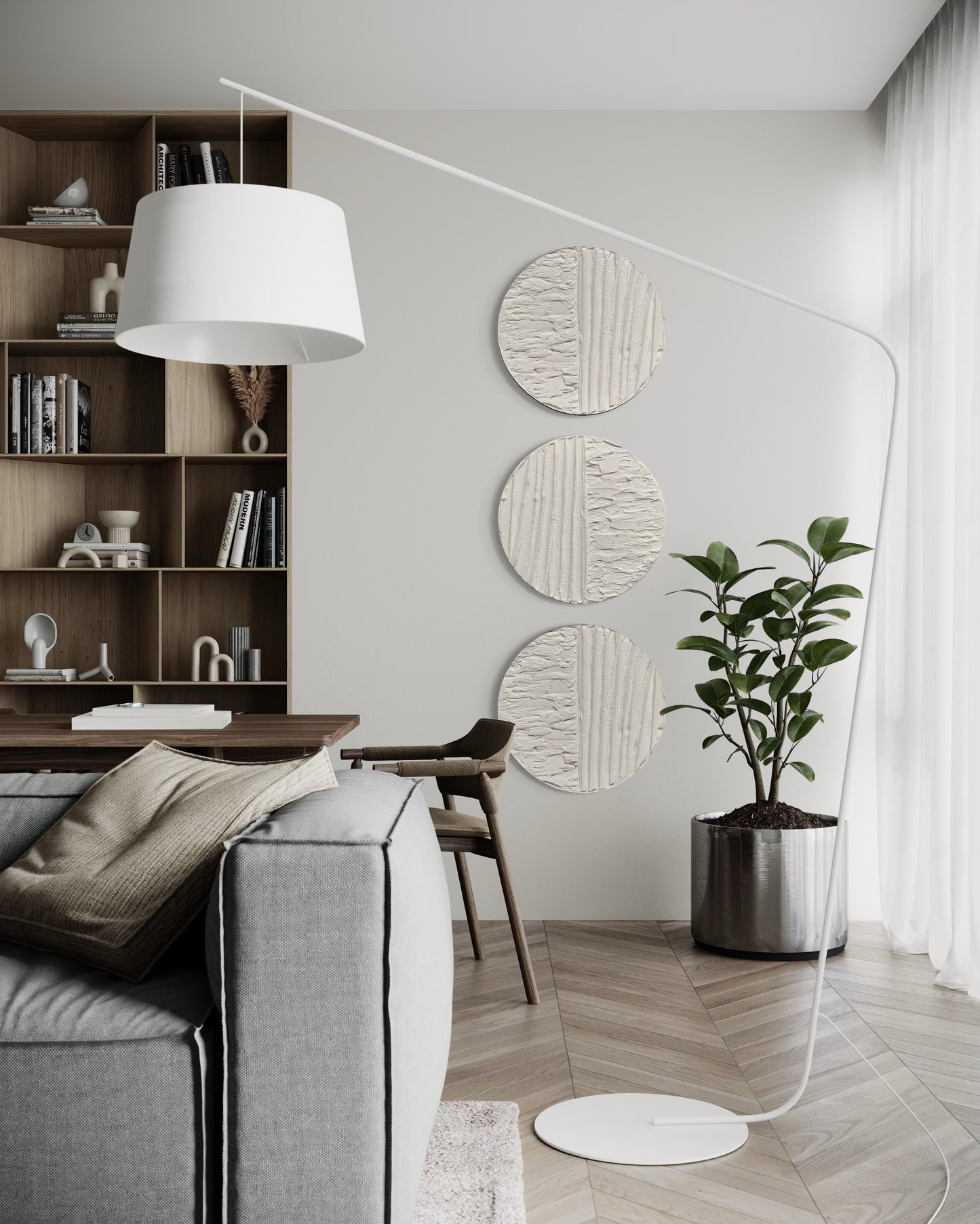 3D abstract white artwork set with flowing organic texture