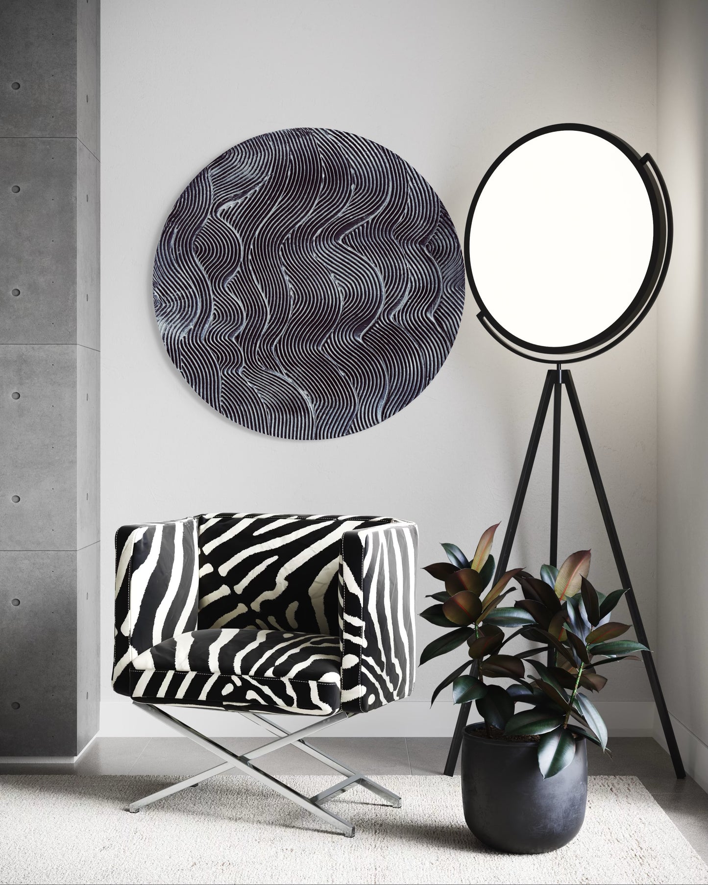 Black and silver round textured wall art
Mystical waves design abstract painting
Handcrafted 3D cosmic-inspired artwork
Modern monochrome wall decor
Circular abstract silver and black art
Statement round canvas with texture
No-frame modern wall art piece
Celestial-inspired home decor
Handmade black and silver textured painting
Elegant contemporary wall art with metallic details