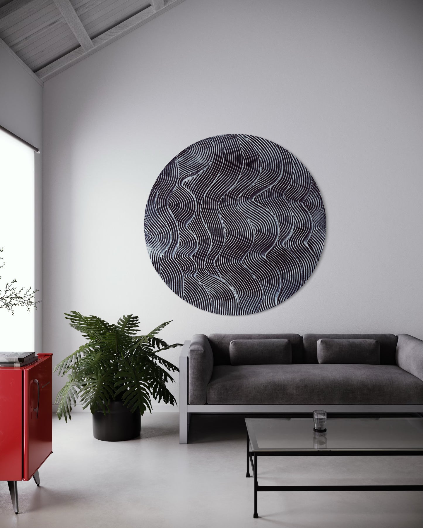 Black and silver round textured wall art
Mystical waves design abstract painting
Handcrafted 3D cosmic-inspired artwork
Modern monochrome wall decor
Circular abstract silver and black art
Statement round canvas with texture
No-frame modern wall art piece
Celestial-inspired home decor
Handmade black and silver textured painting
Elegant contemporary wall art with metallic details