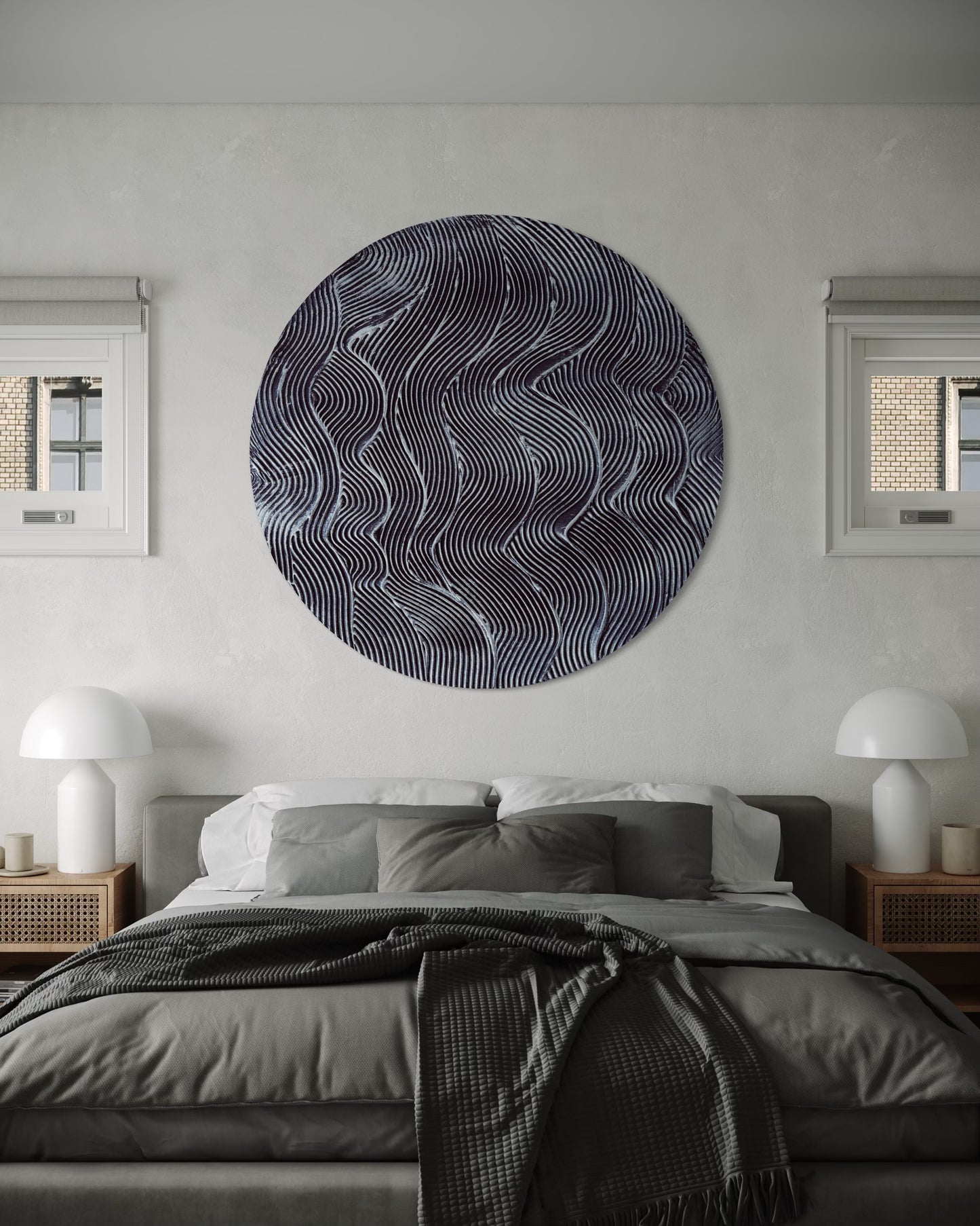 Black and silver round textured wall art
Mystical waves design abstract painting
Handcrafted 3D cosmic-inspired artwork
Modern monochrome wall decor
Circular abstract silver and black art
Statement round canvas with texture
No-frame modern wall art piece
Celestial-inspired home decor
Handmade black and silver textured painting
Elegant contemporary wall art with metallic details