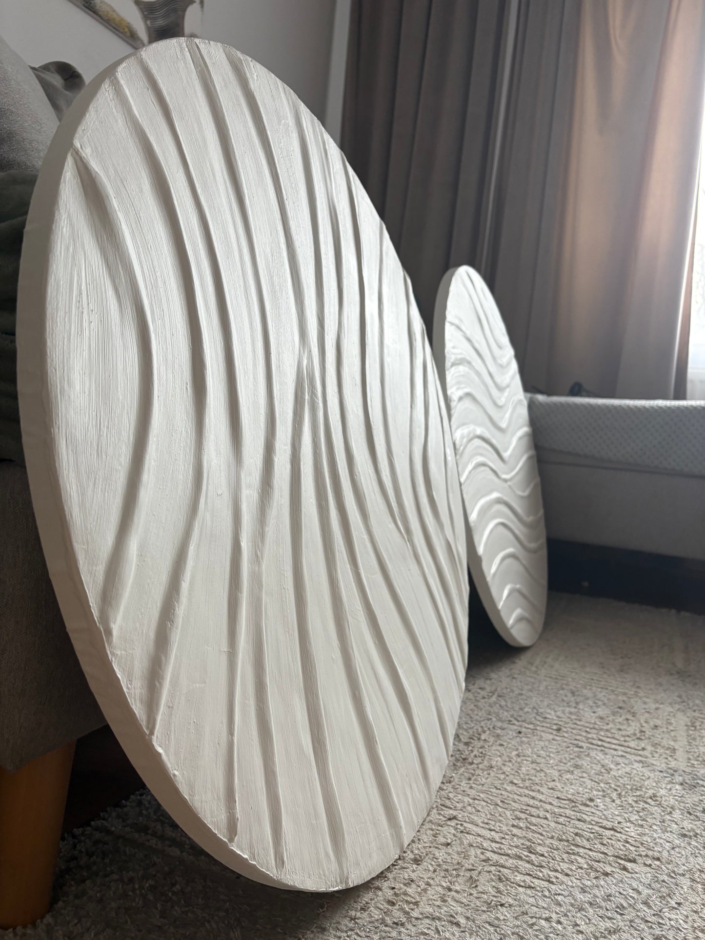 SWIRL is handcrafted textured wall art made on round canvas