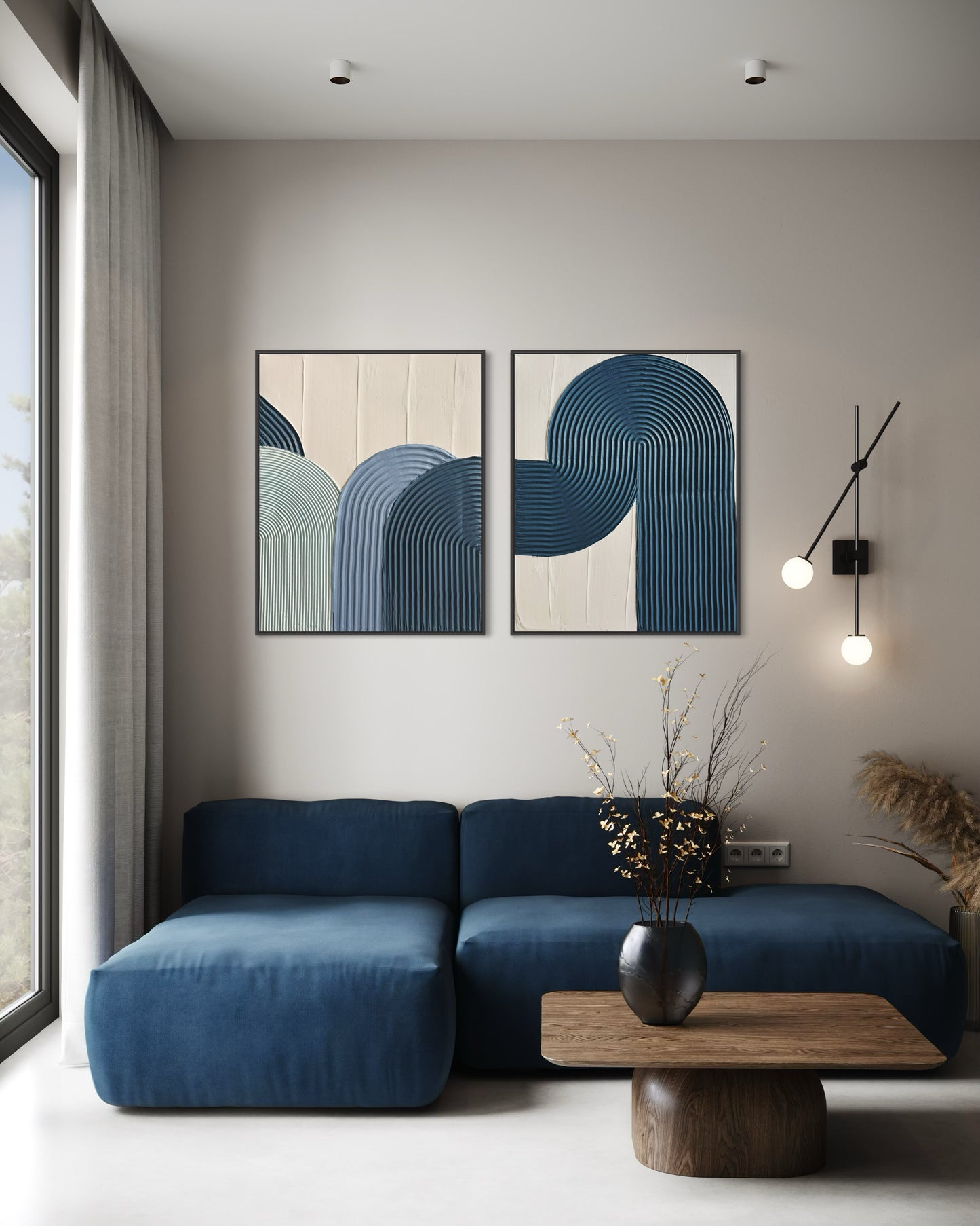 3D abstract arch wall art set in ocean-inspired color palette