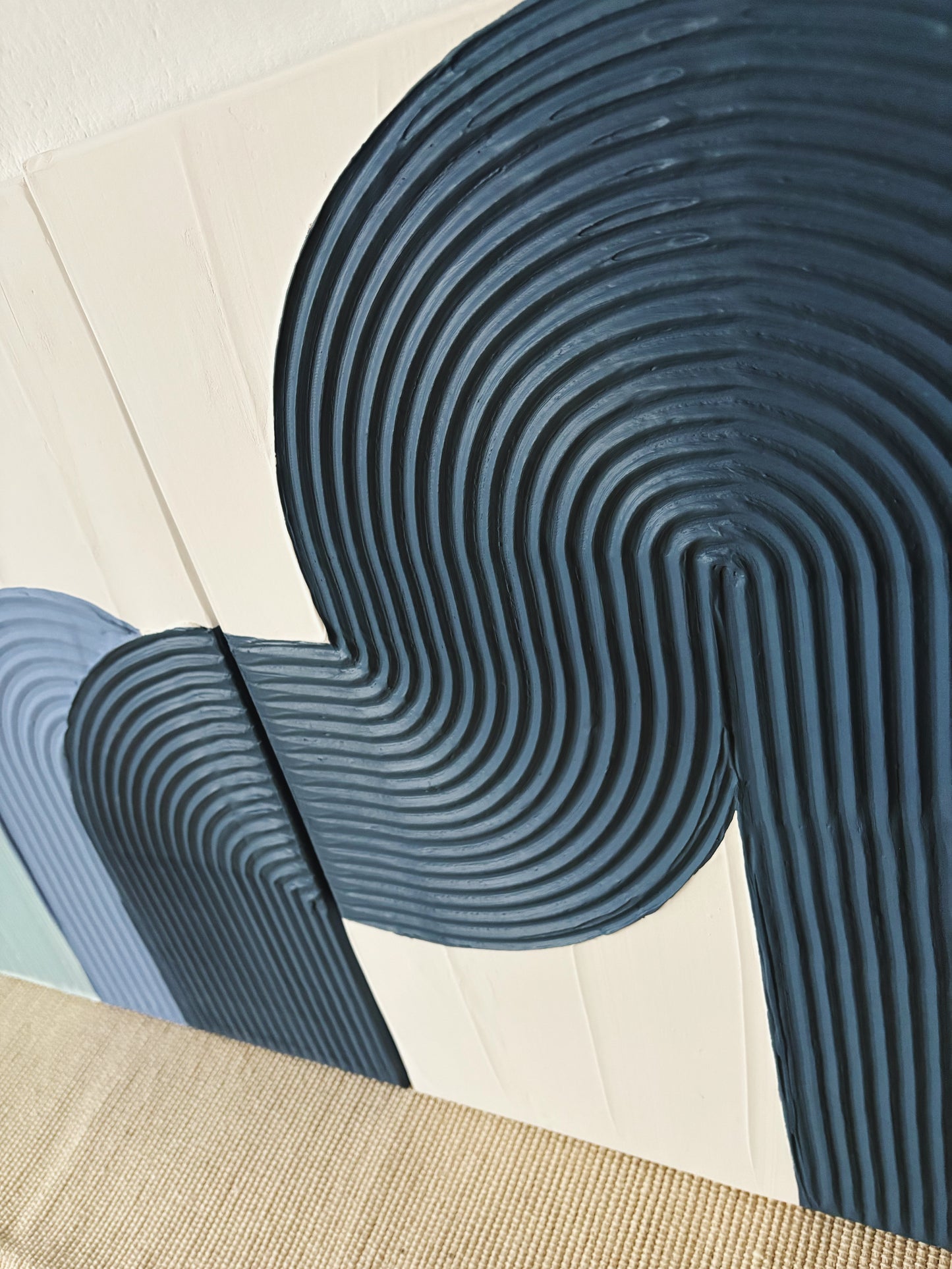 Contemporary blue wall art duo with raised texture and minimal design