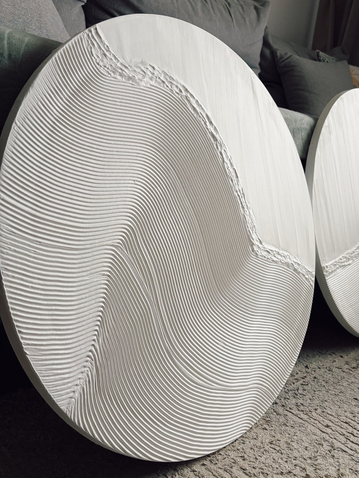 LOKI round textured wall art in white 