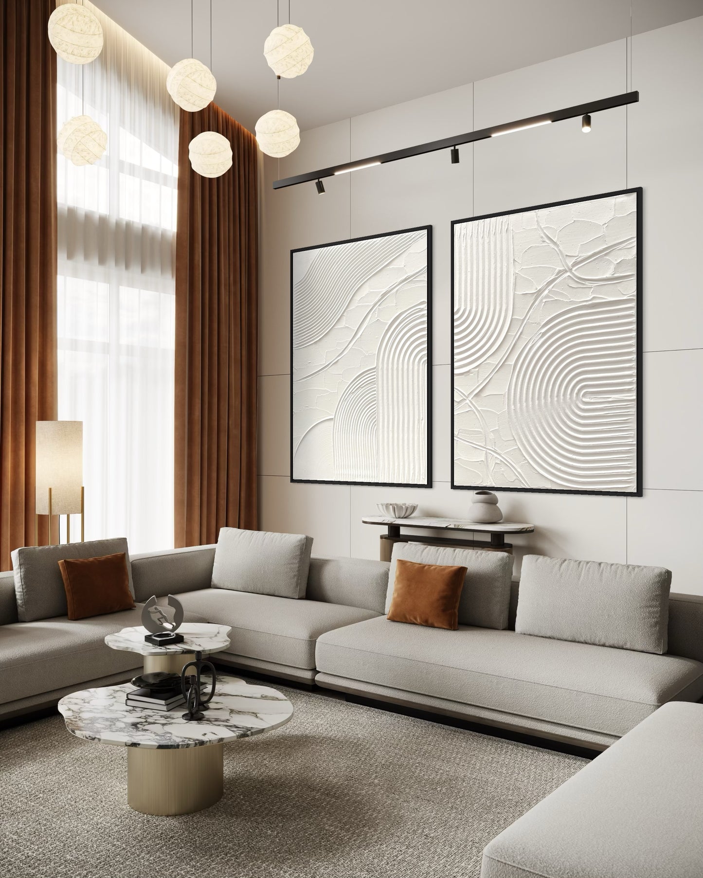 Minimalistyczne białe obrazy strukturalne ERIS – ręcznie wykonany dyptyk na płótnie