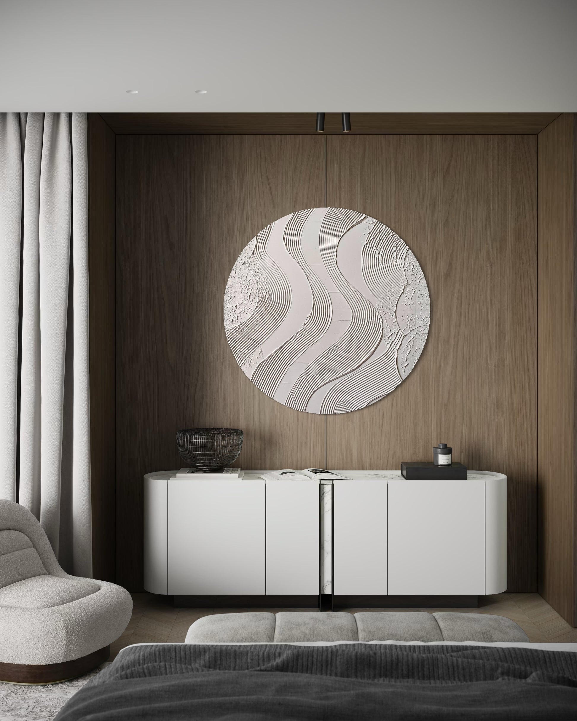 HARMONY nowoczesny minimalistyczny obraz strukturalny w aranżacji wnętrza w nowoczesnym  pokoju hotelowym