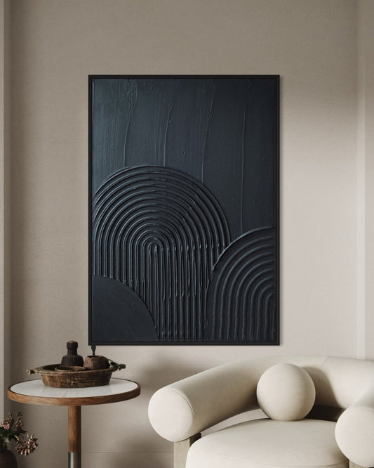 Black modern textured wall art, minimalist abstract wall decor, contemporary wall art