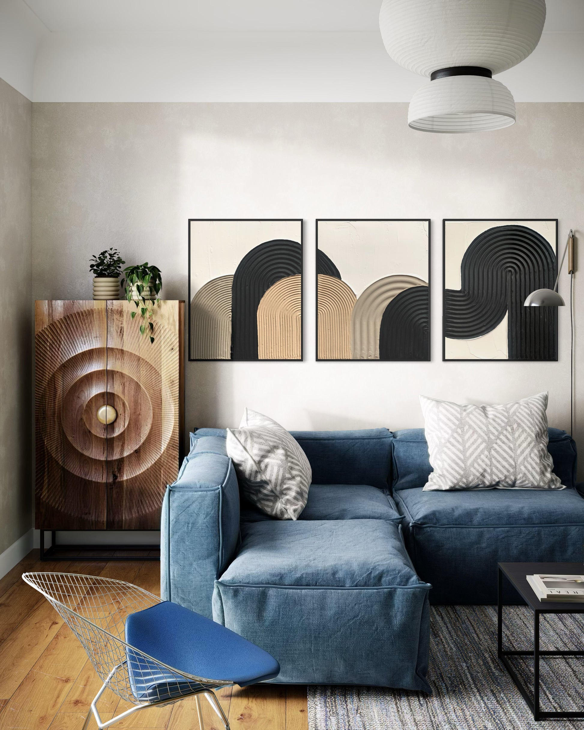 ZEN ARCH set of three in elegant beige, black, and white tones – a minimalist and modern collection of textured artworks designed to bring warmth, balance, and sophistication to any interior