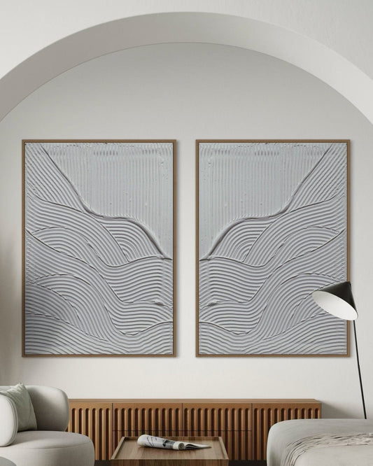 Minimalist textured wall art set
Modern 3D canvas duo
Neutral abstract art pieces
Contemporary textured wall decor
Unique handmade art for living room
Large wall art for minimalist interiors
Abstract diptych canvas set
Scandinavian-inspired wall decor
3D textured paintings on canvas