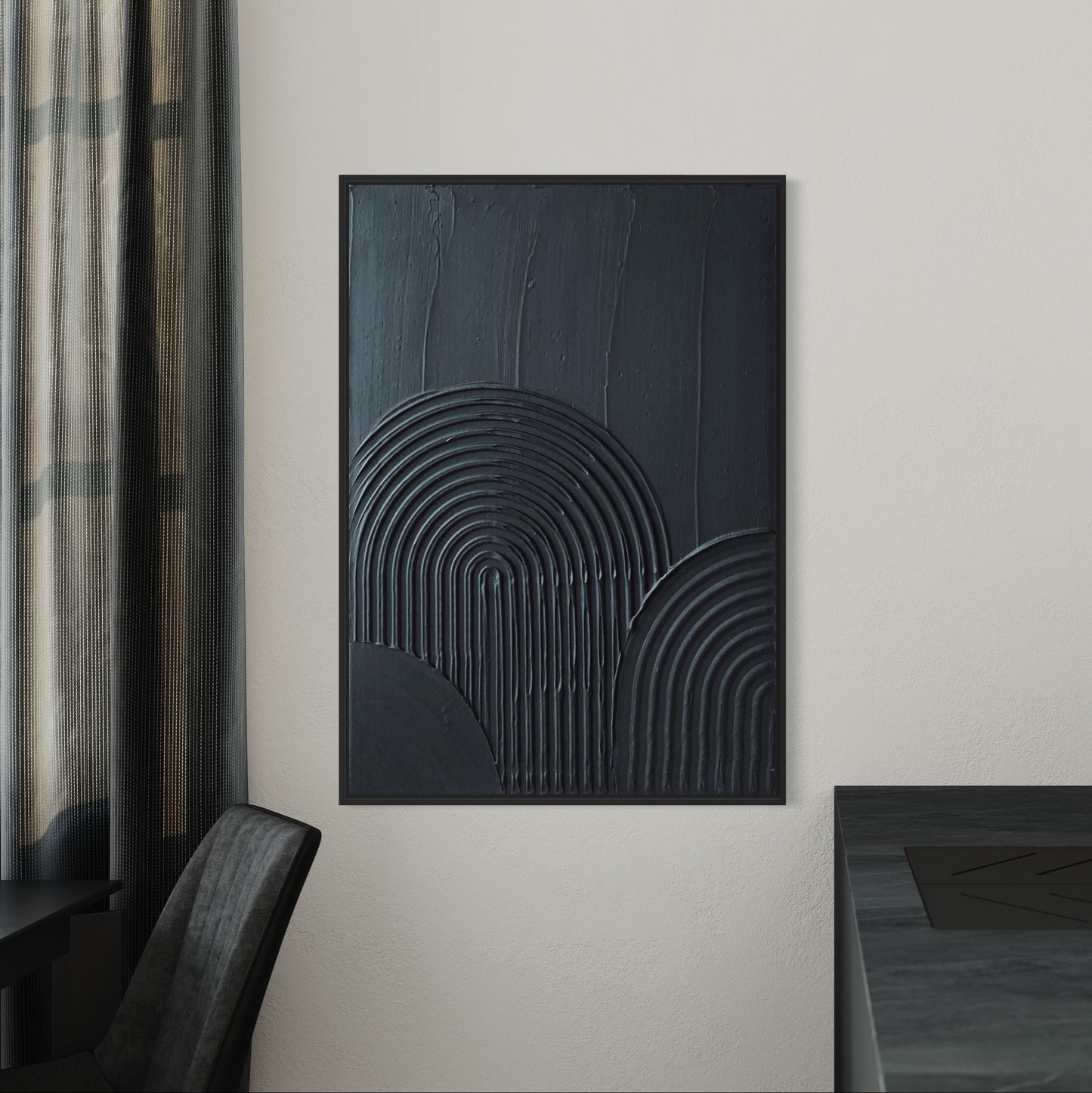 Black modern textured wall art, minimalist abstract wall decor, contemporary wall art