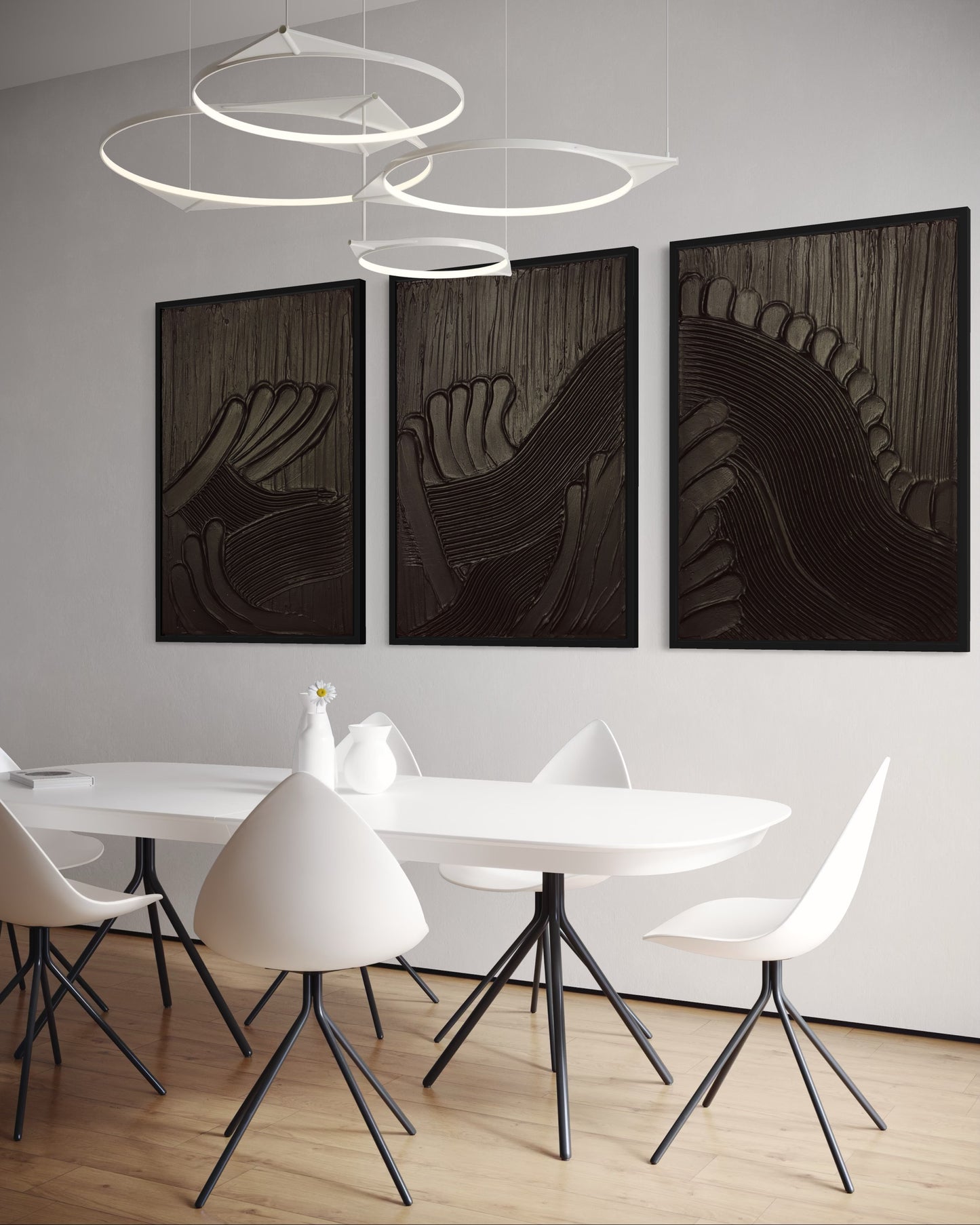 Tryptyk MAZU – nowoczesna abstrakcyjna dekoracja ścienna w czerni