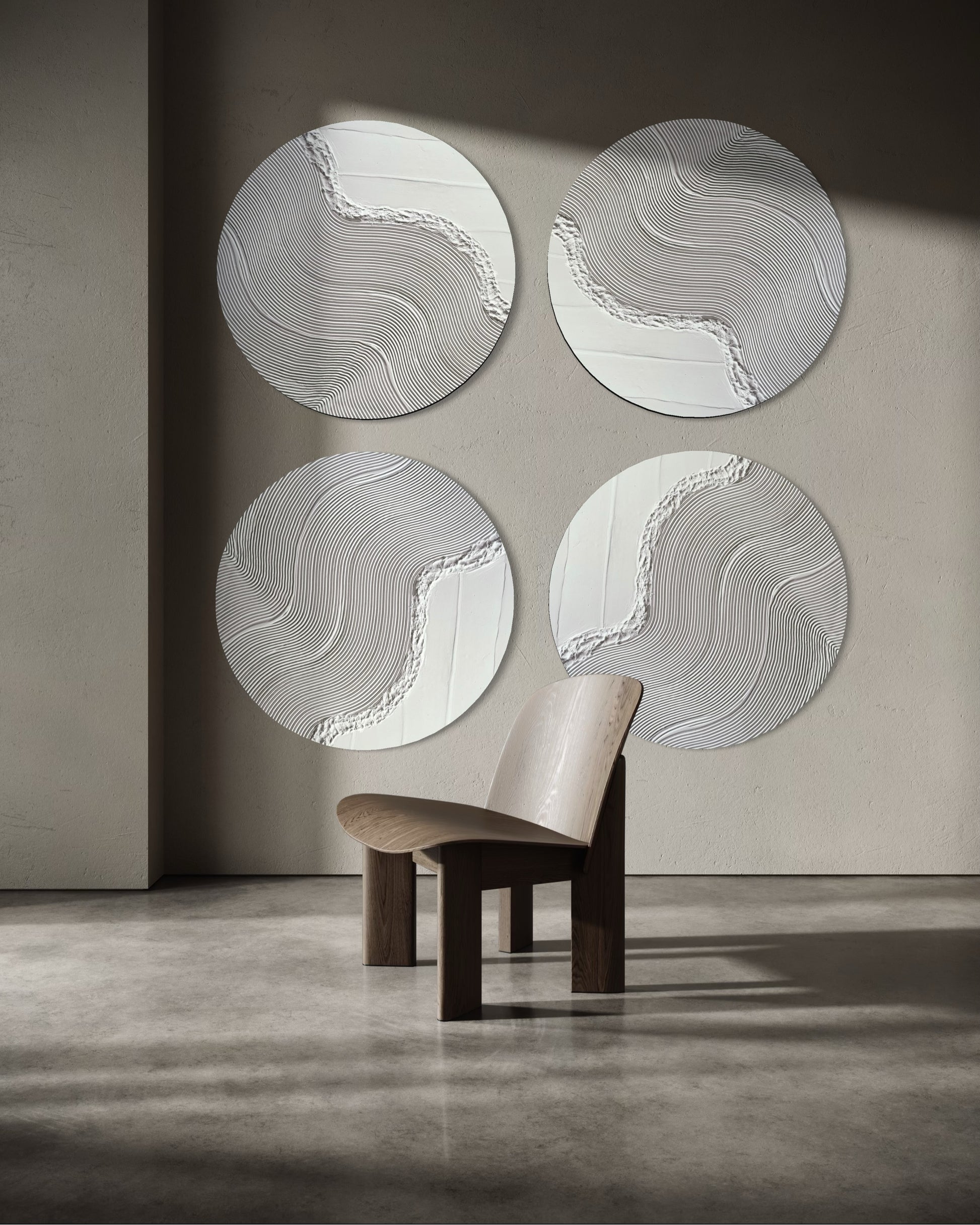 round wall art
textured wall art
3D wall art
modern wall decor
minimalist wall art
japandi wall decor
sculptural wall art
large wall art set
neutral wall art
contemporary wall decor