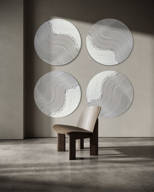round wall art
textured wall art
3D wall art
modern wall decor
minimalist wall art
japandi wall decor
sculptural wall art
large wall art set
neutral wall art
contemporary wall decor