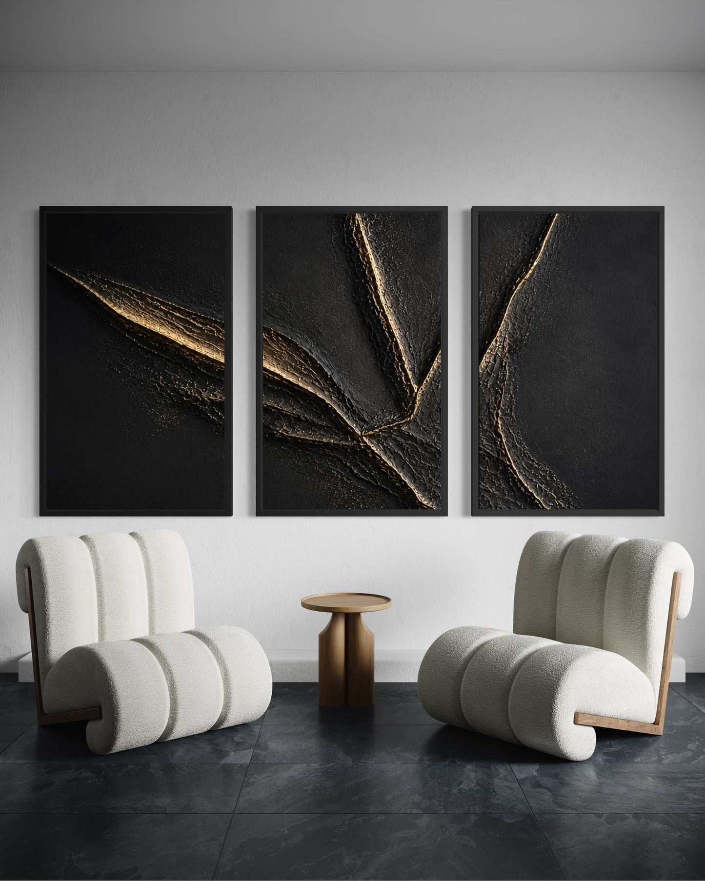 Set of 3 modern, luxury design artwork 