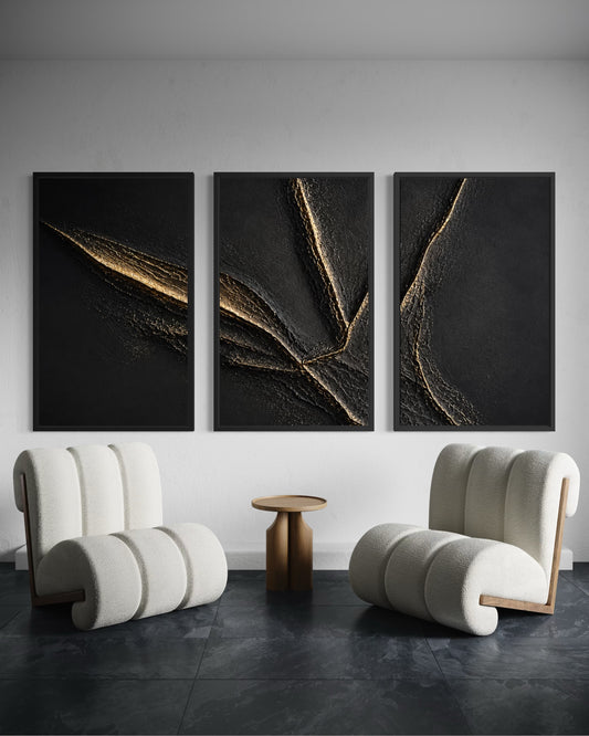 Set of 3 modern, luxury design artwork 