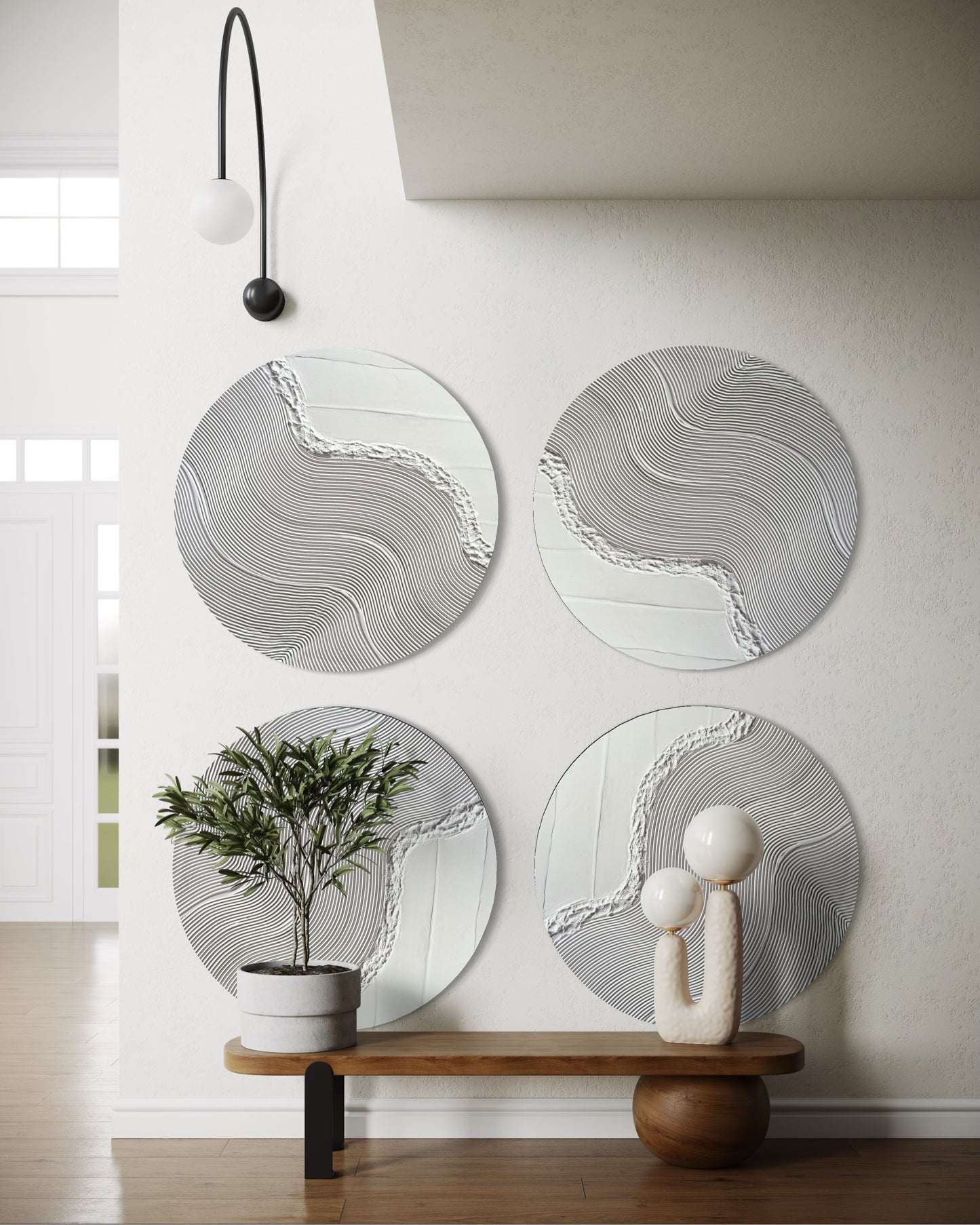 ręcznie wykonany obraz strukturalny
nowoczesna dekoracja ścienna
zestaw okrągłych obrazów
obraz 3D do salonu
minimalistyczna sztuka nowoczesna
dekoracja w stylu japandi
obraz z fakturą
ekskluzywna dekoracja wnętrz
dekoracja ścienna premium
designerski obraz na ścianę