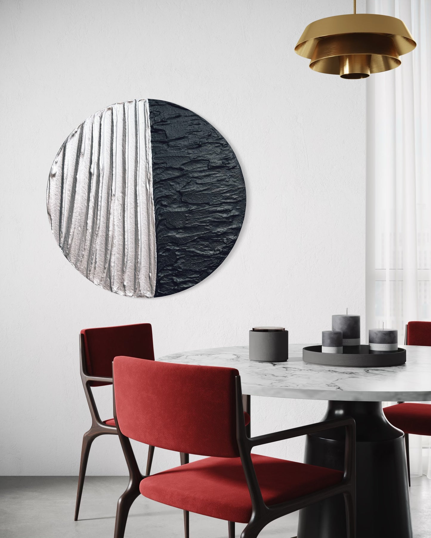 Silver and black round textured wall art
Celestial-inspired moon artwork
Handcrafted mystical abstract painting
Modern cosmic wall decor
Lunar texture 3D canvas art
No-frame silver and black moon painting
Spiritual and magical wall art
Contemporary moon-inspired artwork
Handmade cosmic energy decor
Ethereal statement wall art for modern interiors