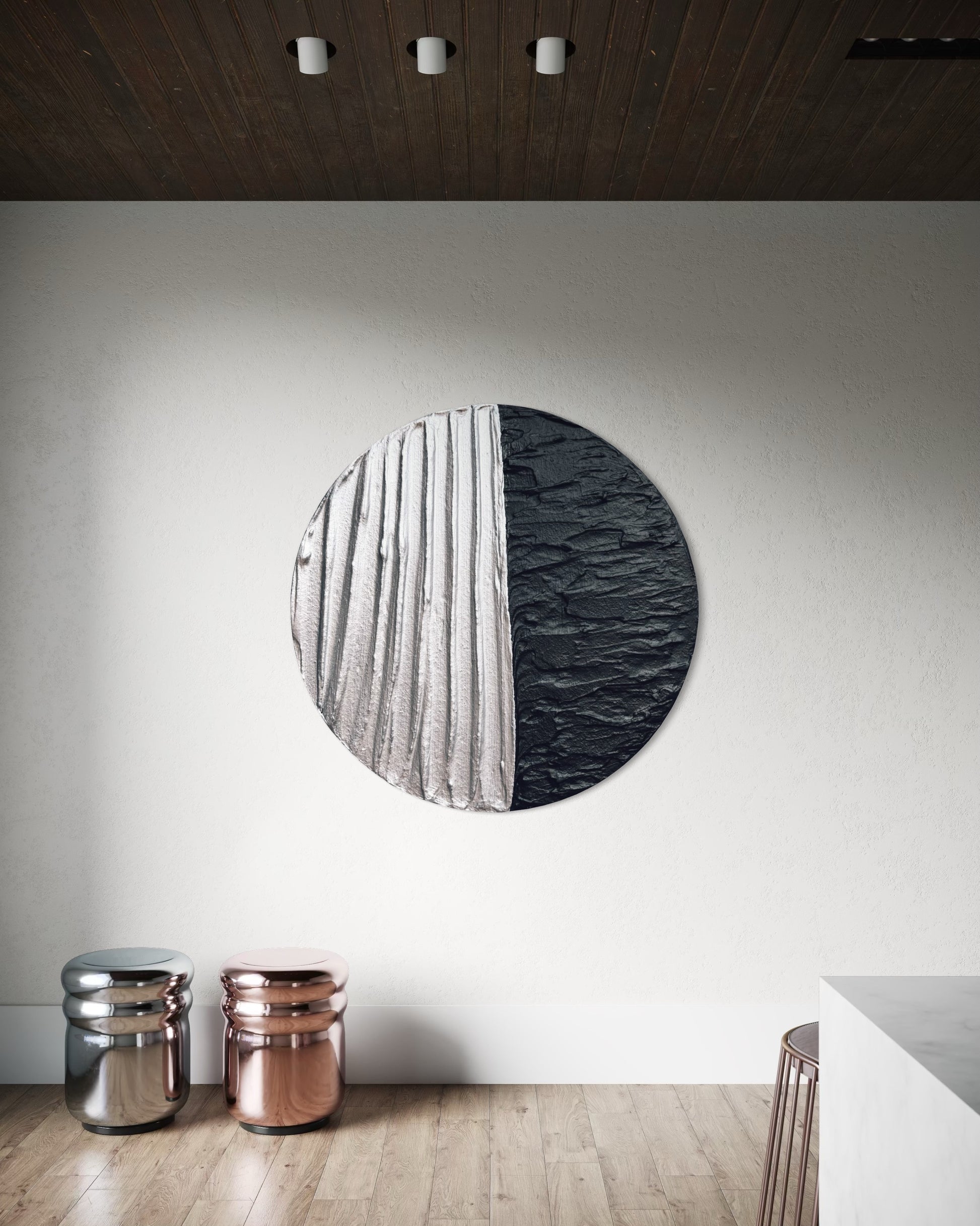 Silver and black round textured wall art
Celestial-inspired moon artwork
Handcrafted mystical abstract painting
Modern cosmic wall decor
Lunar texture 3D canvas art
No-frame silver and black moon painting
Spiritual and magical wall art
Contemporary moon-inspired artwork
Handmade cosmic energy decor
Ethereal statement wall art for modern interiors