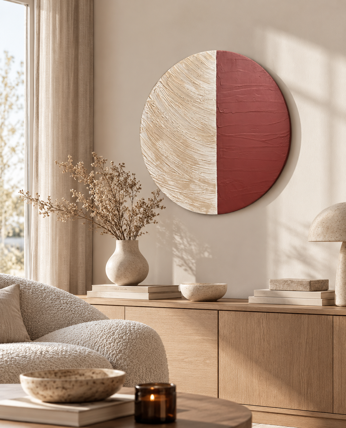 SULIS rund 50cm | Strukturierte Wandkunst