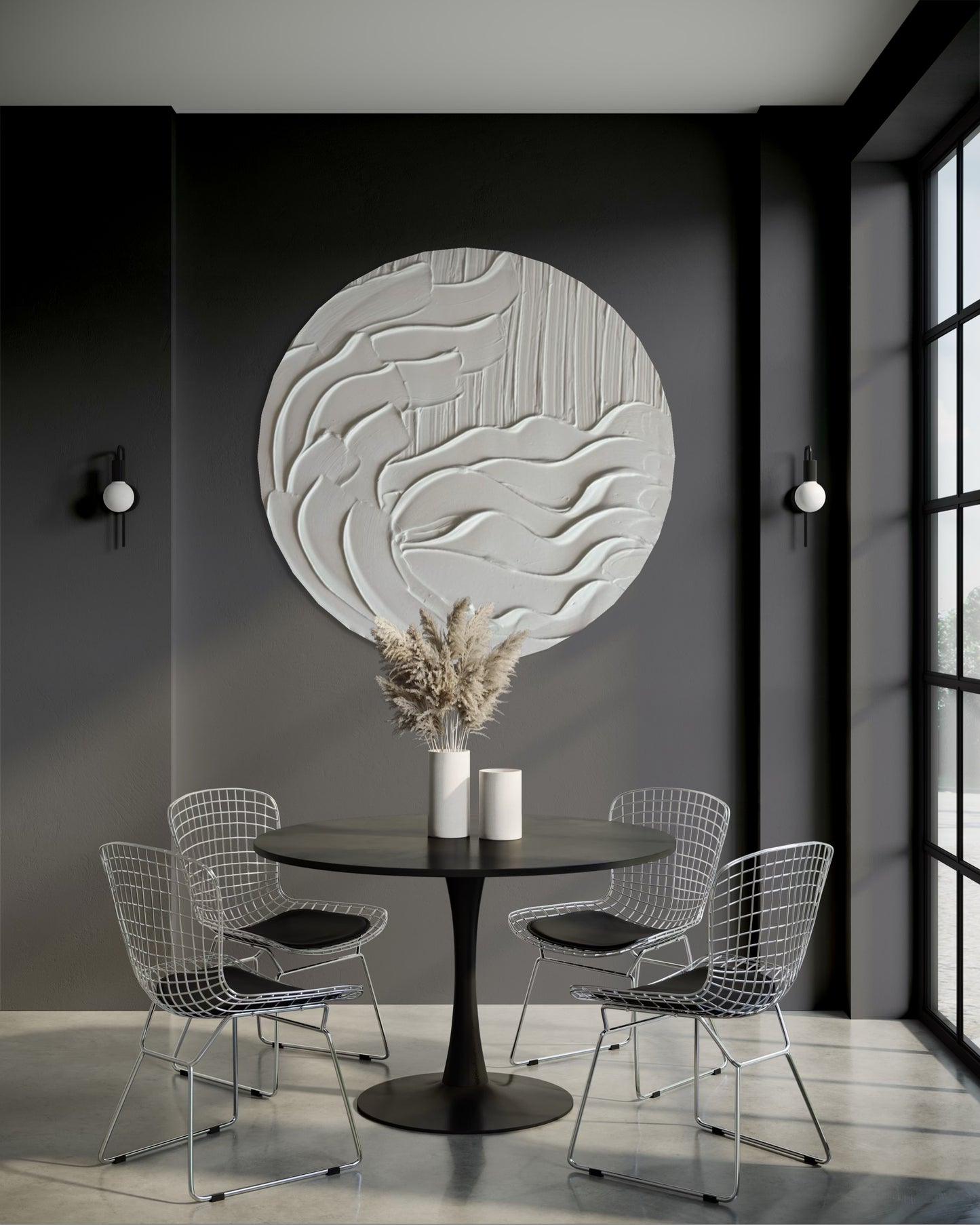 OCEA ocean inspired wall art on round canvas in white