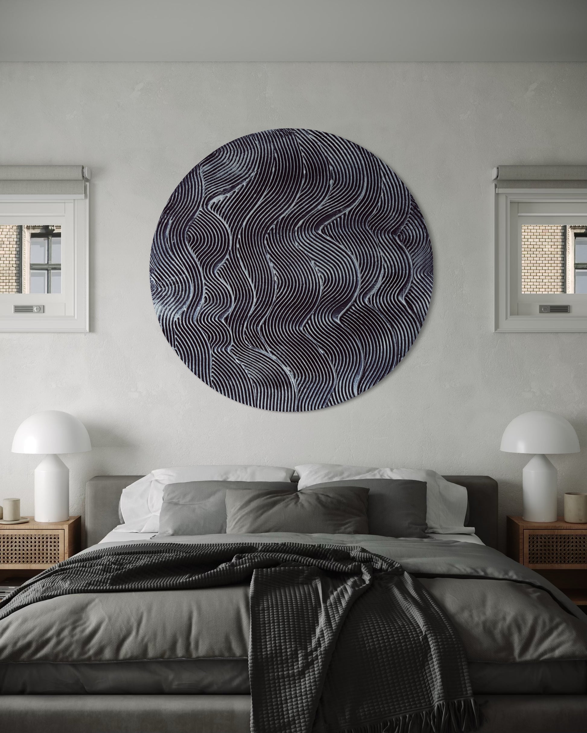 Black and silver round textured wall art
Mystical waves design abstract painting
Handcrafted 3D cosmic-inspired artwork
Modern monochrome wall decor
Circular abstract silver and black art
Statement round canvas with texture
No-frame modern wall art piece
Celestial-inspired home decor
Handmade black and silver textured painting
Elegant contemporary wall art with metallic details