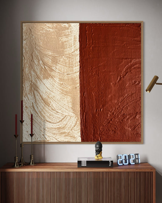Square SULIS wall art hanging in a neutral-toned living room with natural light and soft textures