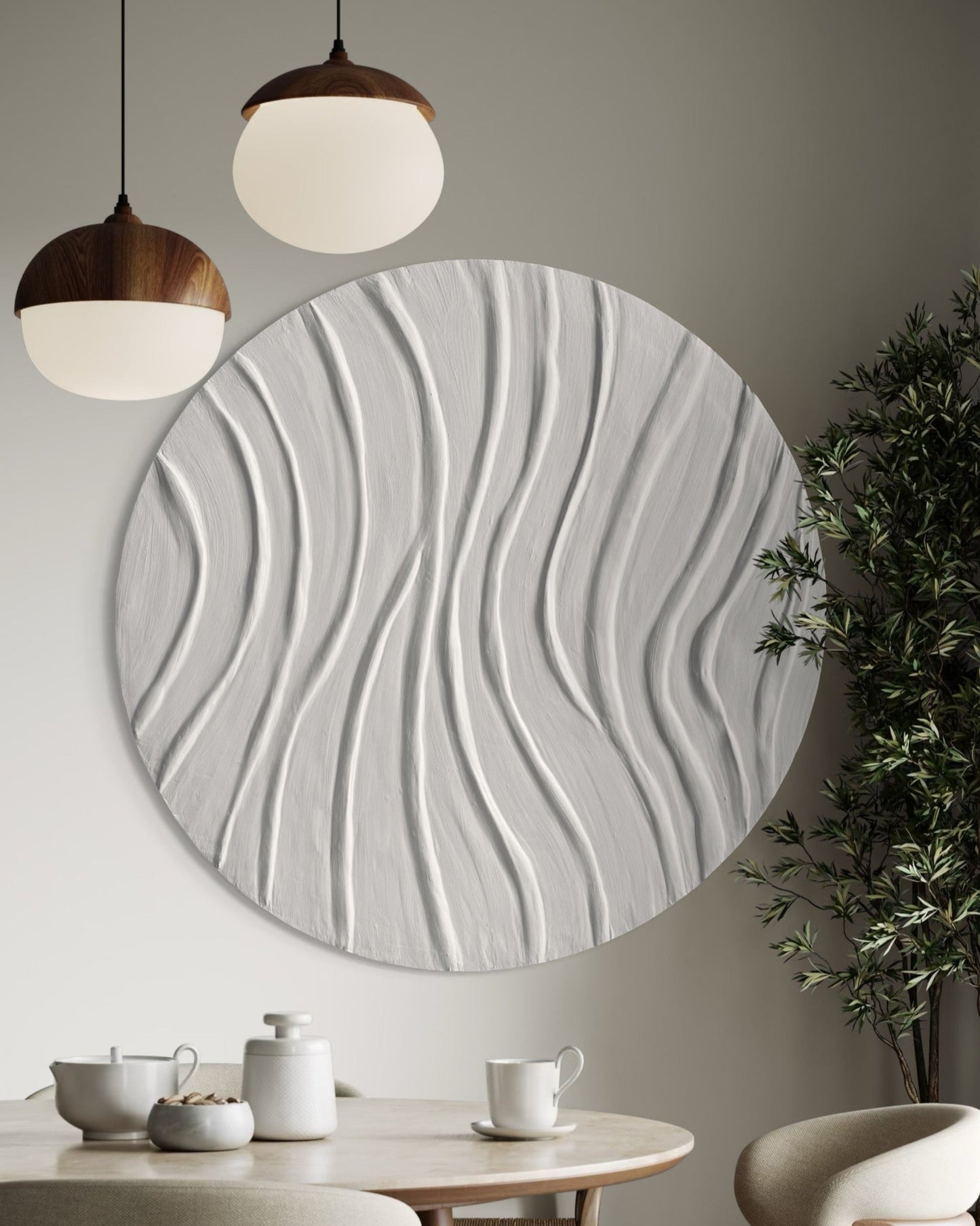 SWIRL minimalistyczny obraz strukturalny, abstrakcyjny obraz 3D w nowoczesnym wnętrzu.