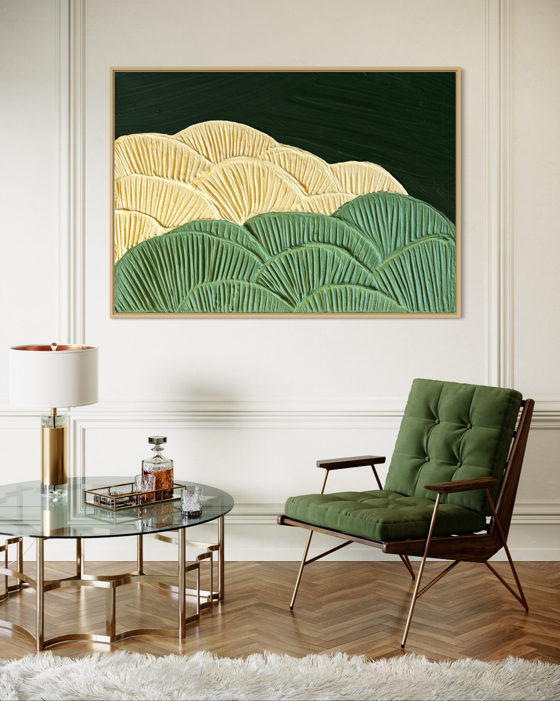Textured botanical painting inspired by nature and plant forms